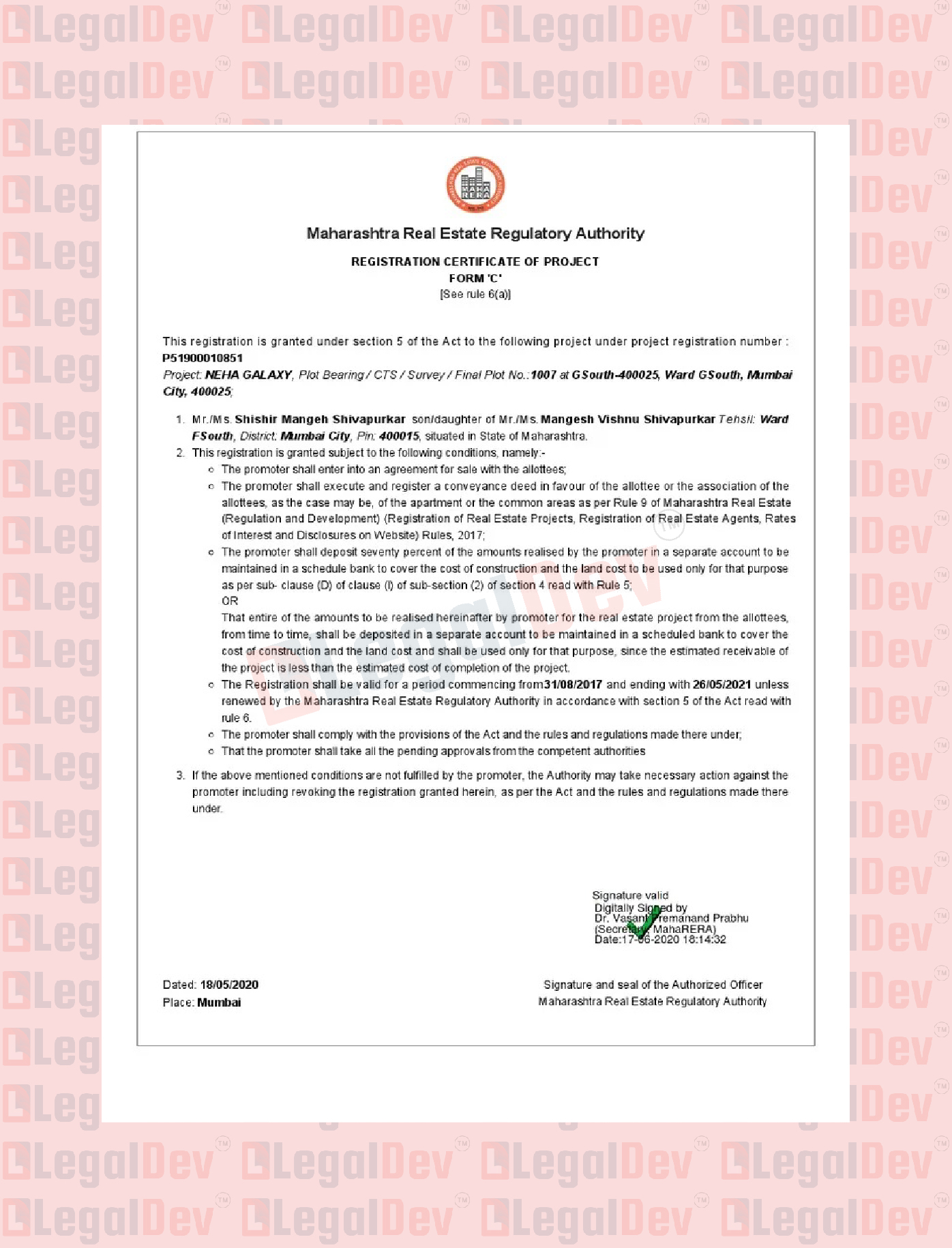 RERA-Registration Certificate